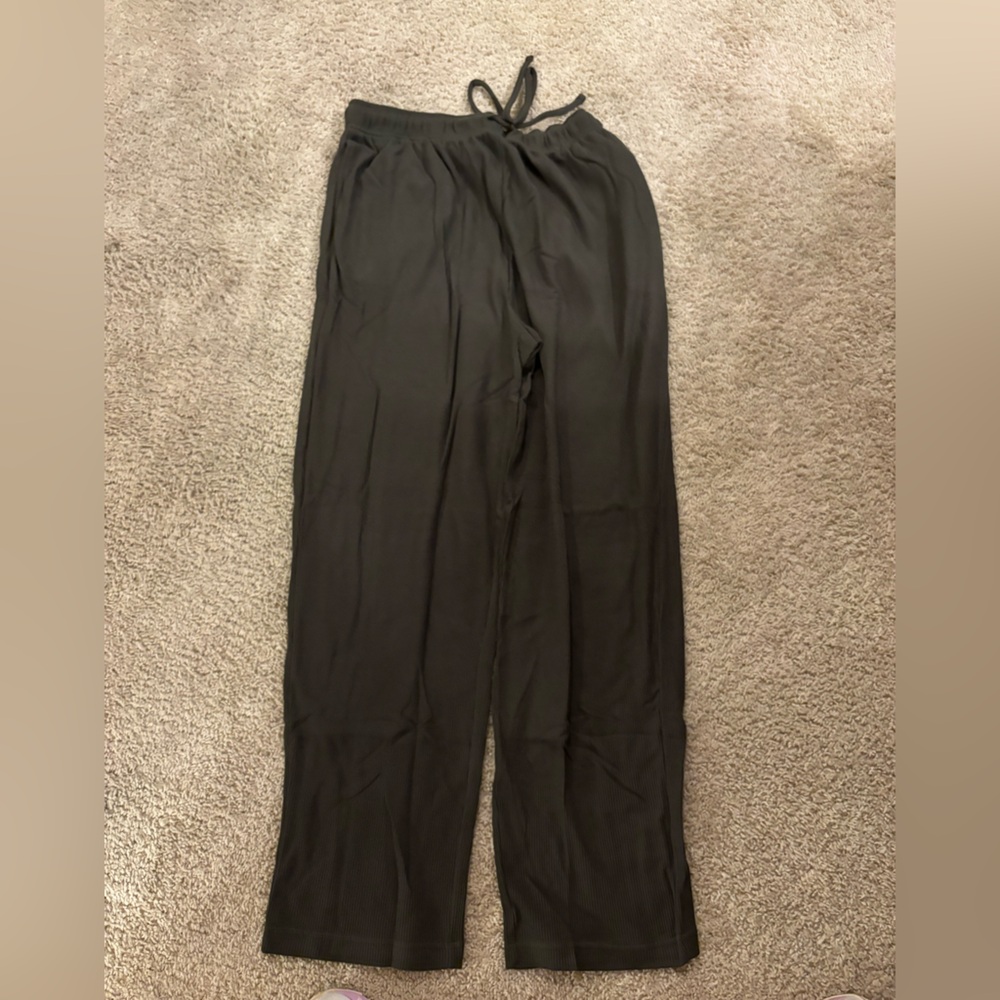 Cuddl Duds Black Wide-Leg Drawstring Track Pants
